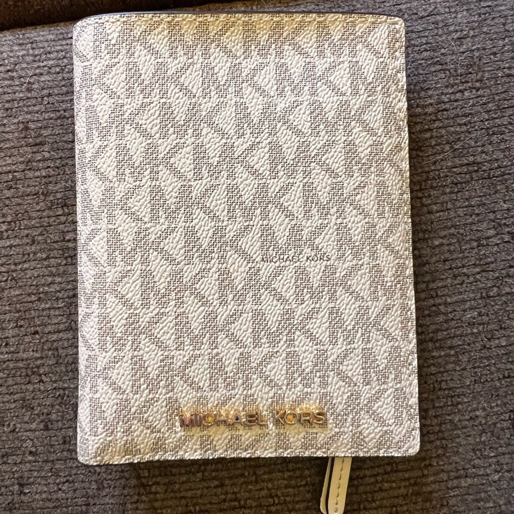 Michael Kors Beige Monogram Passport Cover